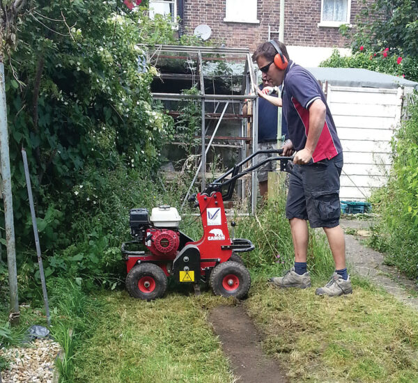 Turf cutter in action